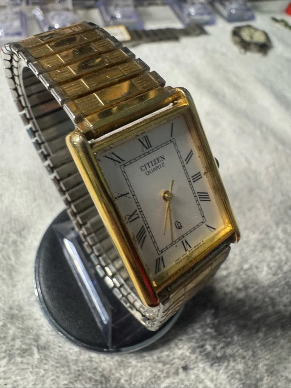 Citizen Gold Tone Rectangular Men’s Dress Watch with White Dial